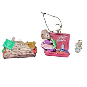 Lot of 3 VTG Christmas Ornament 2‎ Hallmark Keepsakes Series and 1 Lustre Frame